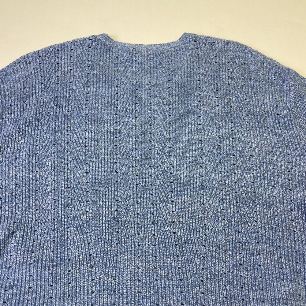 Talbots Blue Heather Pointelle Lace Up Side Pullover Sweater XL Cotton Blend - Picture 10 of 15